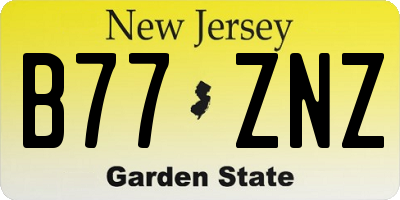NJ license plate B77ZNZ