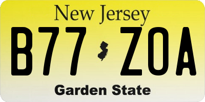 NJ license plate B77ZOA