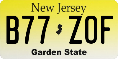 NJ license plate B77ZOF