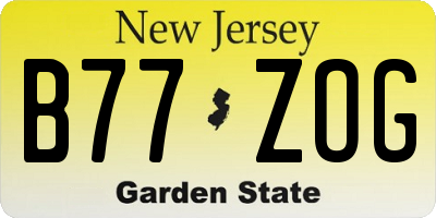 NJ license plate B77ZOG