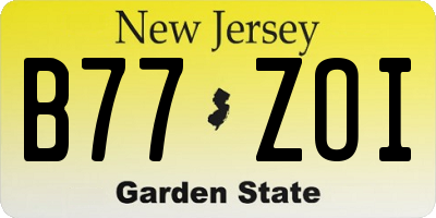 NJ license plate B77ZOI