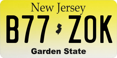 NJ license plate B77ZOK