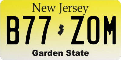 NJ license plate B77ZOM