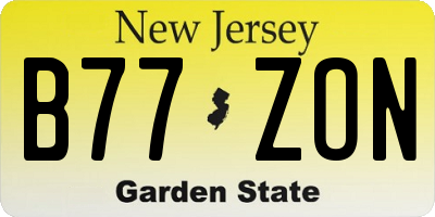 NJ license plate B77ZON