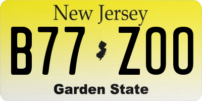 NJ license plate B77ZOO