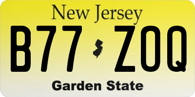 NJ license plate B77ZOQ