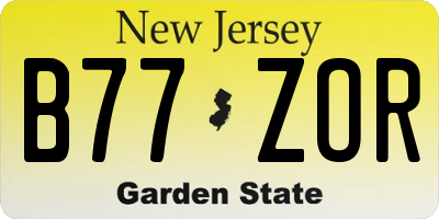 NJ license plate B77ZOR