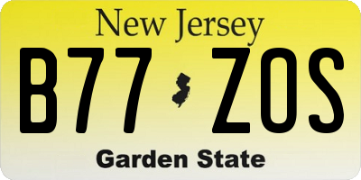NJ license plate B77ZOS