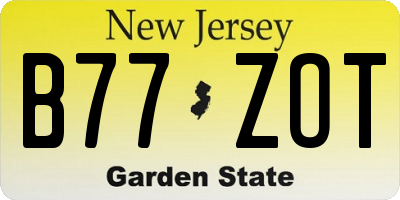 NJ license plate B77ZOT