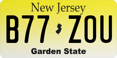 NJ license plate B77ZOU