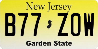 NJ license plate B77ZOW