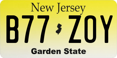 NJ license plate B77ZOY