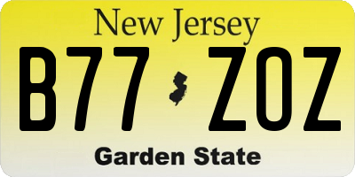 NJ license plate B77ZOZ