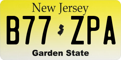 NJ license plate B77ZPA