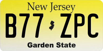 NJ license plate B77ZPC