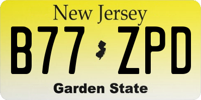 NJ license plate B77ZPD