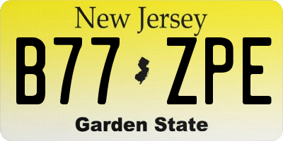 NJ license plate B77ZPE