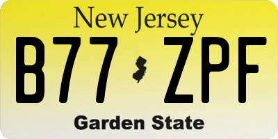 NJ license plate B77ZPF