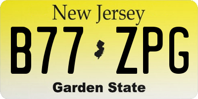 NJ license plate B77ZPG