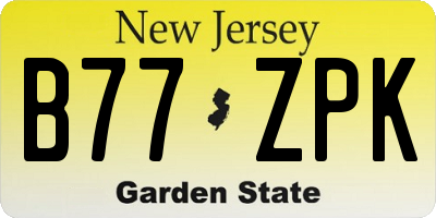 NJ license plate B77ZPK