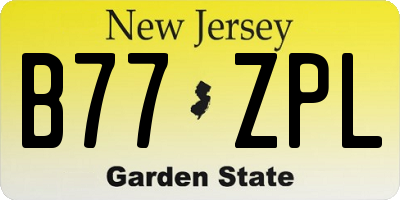 NJ license plate B77ZPL