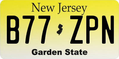 NJ license plate B77ZPN