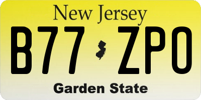NJ license plate B77ZPO
