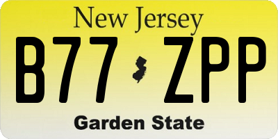 NJ license plate B77ZPP