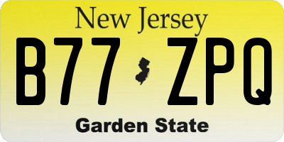 NJ license plate B77ZPQ