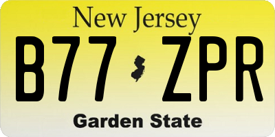 NJ license plate B77ZPR