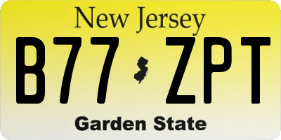 NJ license plate B77ZPT