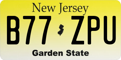 NJ license plate B77ZPU