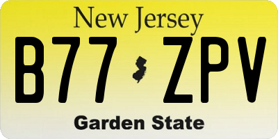 NJ license plate B77ZPV