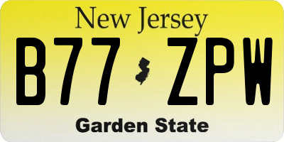 NJ license plate B77ZPW