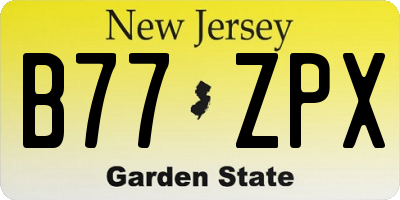 NJ license plate B77ZPX