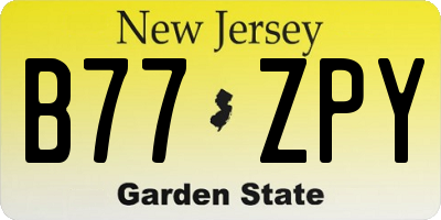 NJ license plate B77ZPY