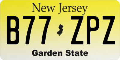 NJ license plate B77ZPZ