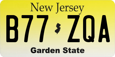 NJ license plate B77ZQA