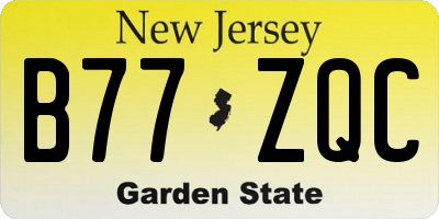 NJ license plate B77ZQC