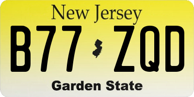 NJ license plate B77ZQD