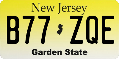 NJ license plate B77ZQE