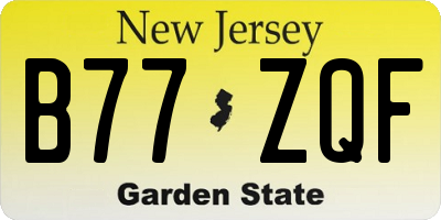 NJ license plate B77ZQF