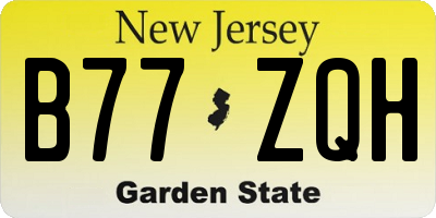 NJ license plate B77ZQH