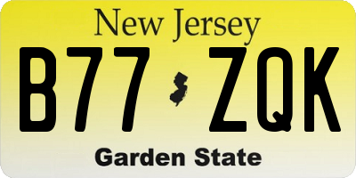 NJ license plate B77ZQK