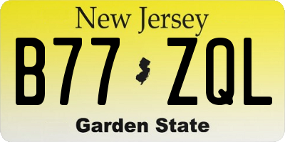 NJ license plate B77ZQL