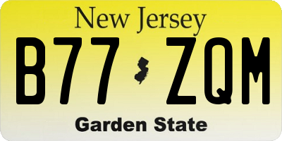 NJ license plate B77ZQM