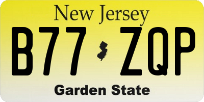 NJ license plate B77ZQP