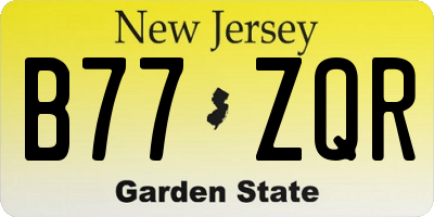 NJ license plate B77ZQR