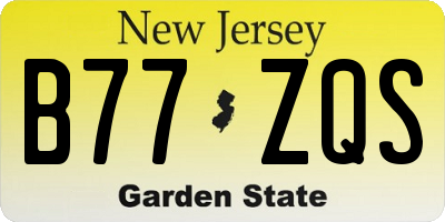 NJ license plate B77ZQS