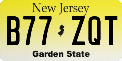 NJ license plate B77ZQT